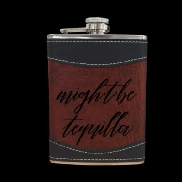 CUSTOM ENGRAVED LEATHER/STAINLESS FLASK 8oz - Picture 4 of 7